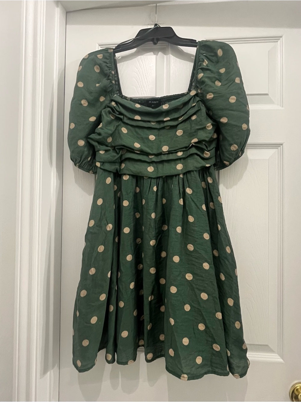 Blu Pepper Green Polka Dot Puff Sleeve Dress
